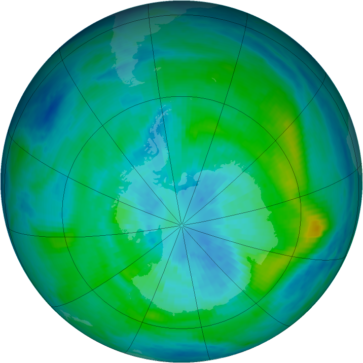 Antarctic ozone map for 24 March 1992